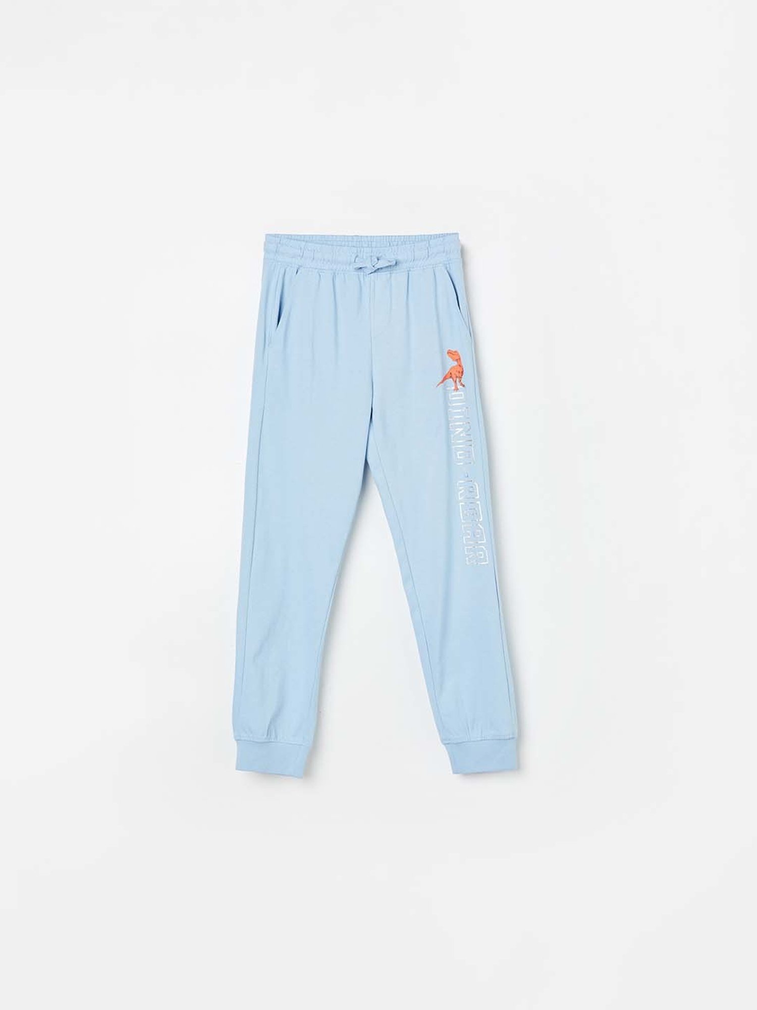 Fame Forever by Lifestyle Kids Powder Blue Cotton Printed Trackpants
