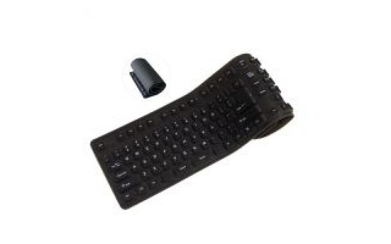 ProHT Foldable USB Wired Keyboard (70140), 109 Keys Silicone Soft Waterproof Keyboard for PC Notebook Laptop, Black