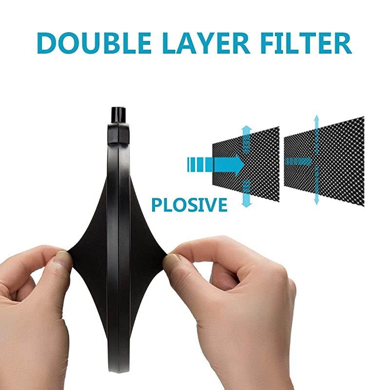 Upgraded Microphone Pop Filter Mask Shield for Blue Yeti and Other Mic 6 Inch Dual Layered Pop Wind Screen with Enhanced Flexible 360&deg;Gooseneck Clip Stabilization Arm