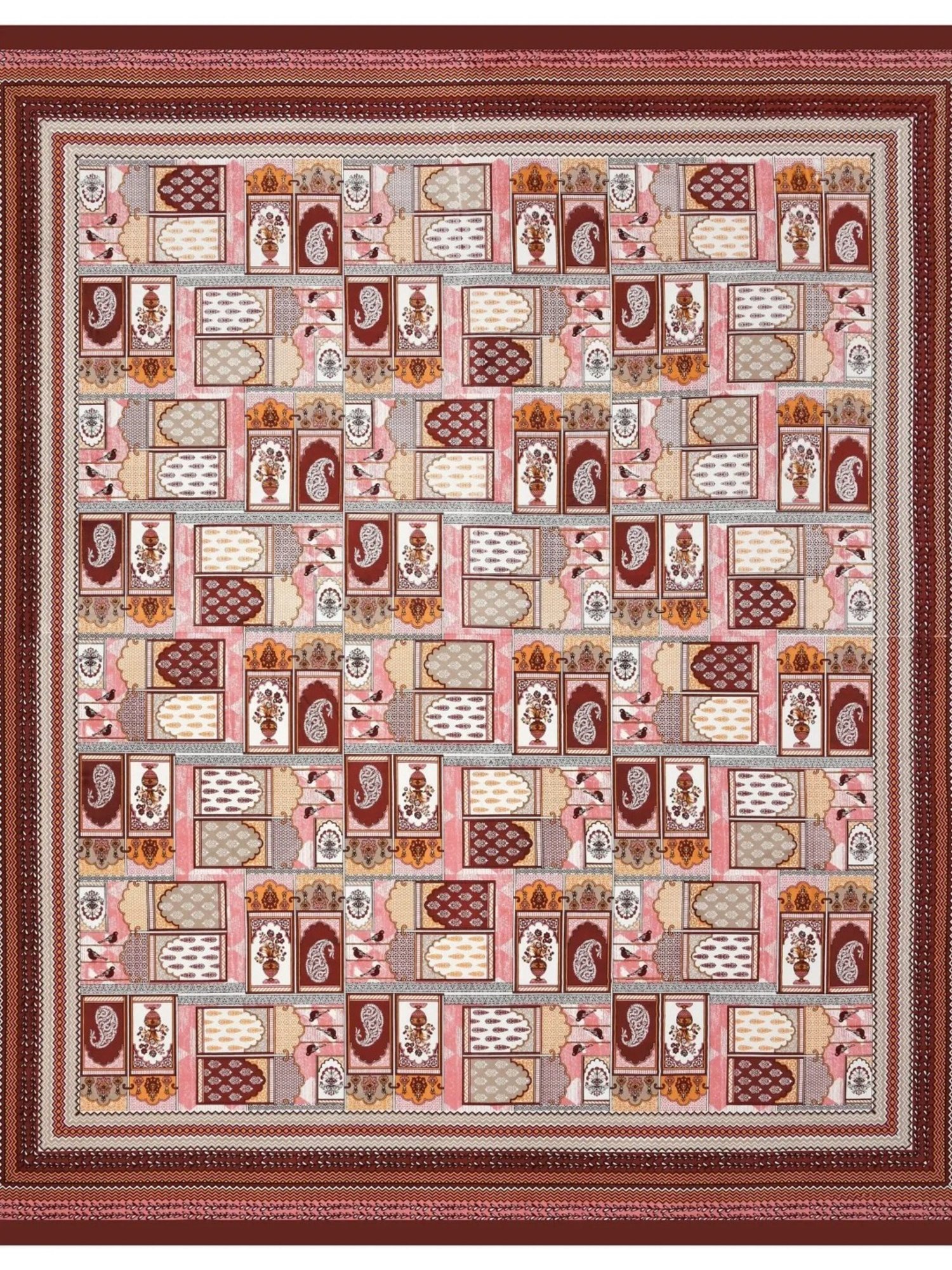 Living Roots Abstract Maroon 300 TC Cotton Bedsheet with 2 Pillow Covers