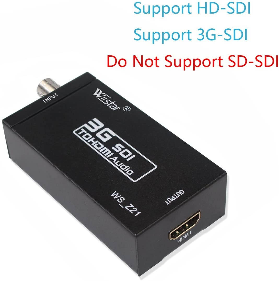 Wiistar 3G HD SDI to HDMI Converter Adapter Mini SDI to HDMI Audio Video Converter Support HD-SDI 3G-SDI Signals Showing on HDMI Display