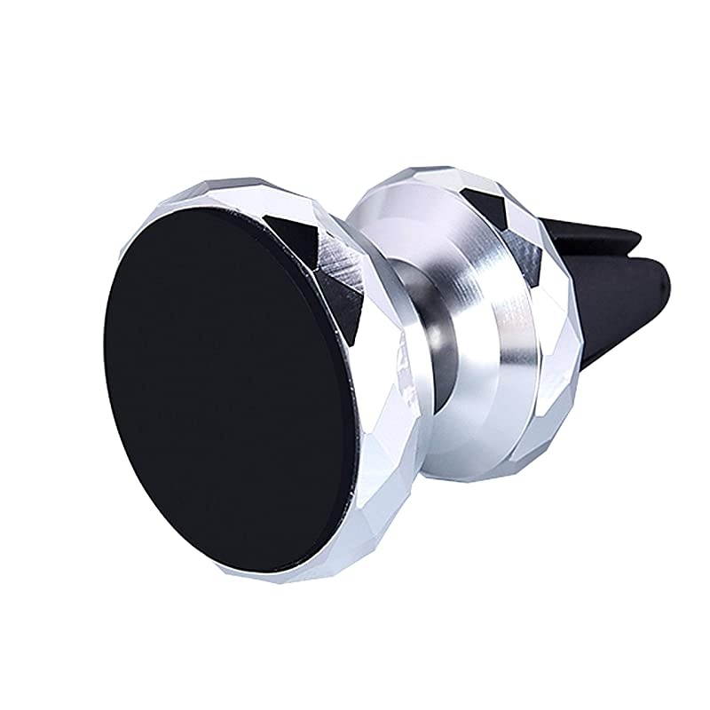 Car Mount, Diamond Shape,Aluminum Alloy 360&deg; Rotation Air Vent Cell Phone Holder Car Cradle Mount Compatible for Cell Phones and Mini Tablets (Silver)