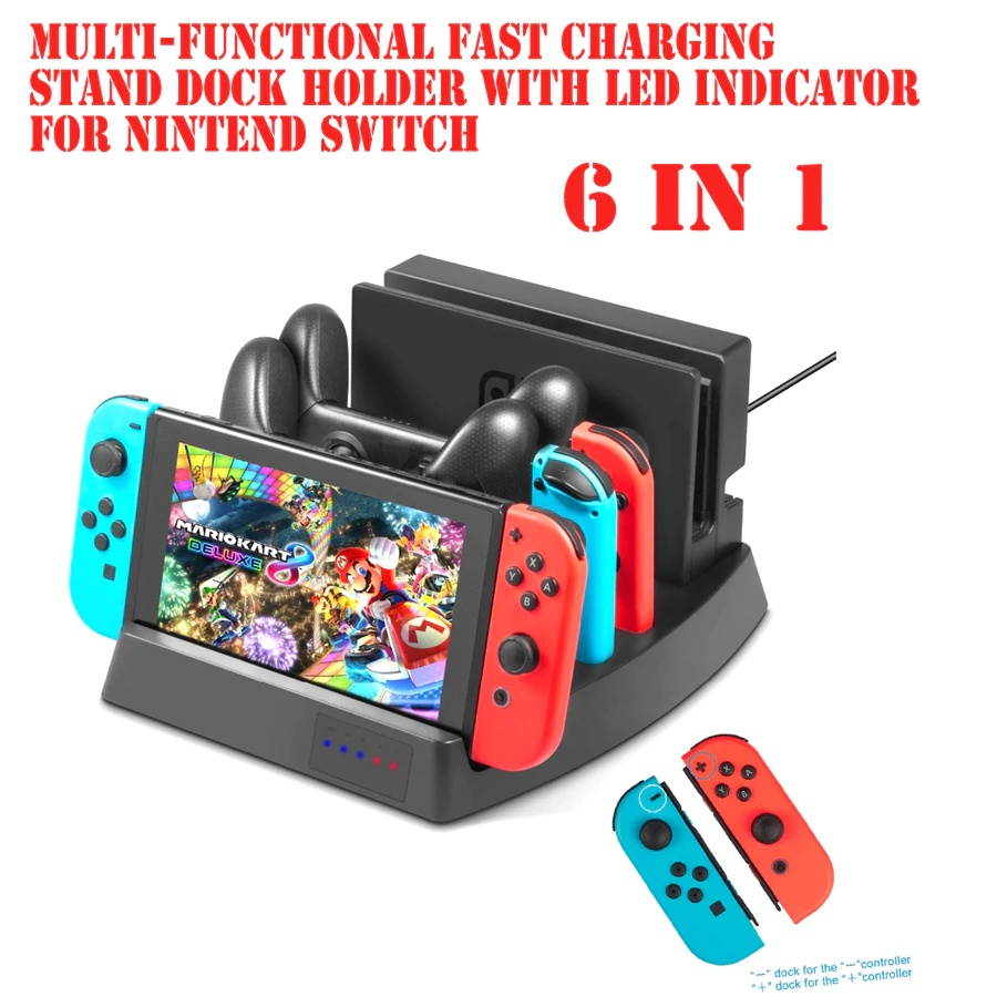6 in 1 Nintend Stand Multi-functional Fast Charging Stand Dock Holder With LED Indicator for Nintend Switch Console Charger