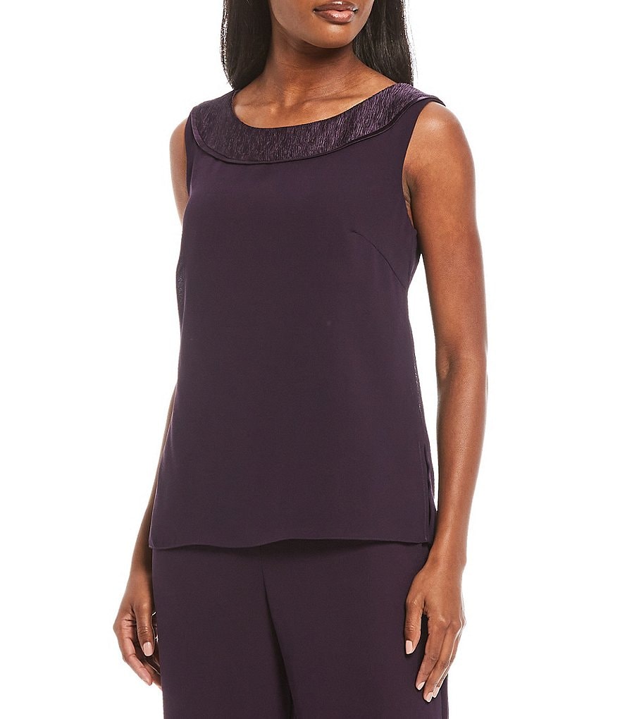 Alex Evenings Stretch Velvet Long Sleeve Ruched Beaded Accent Collar Boat Neck Blouse