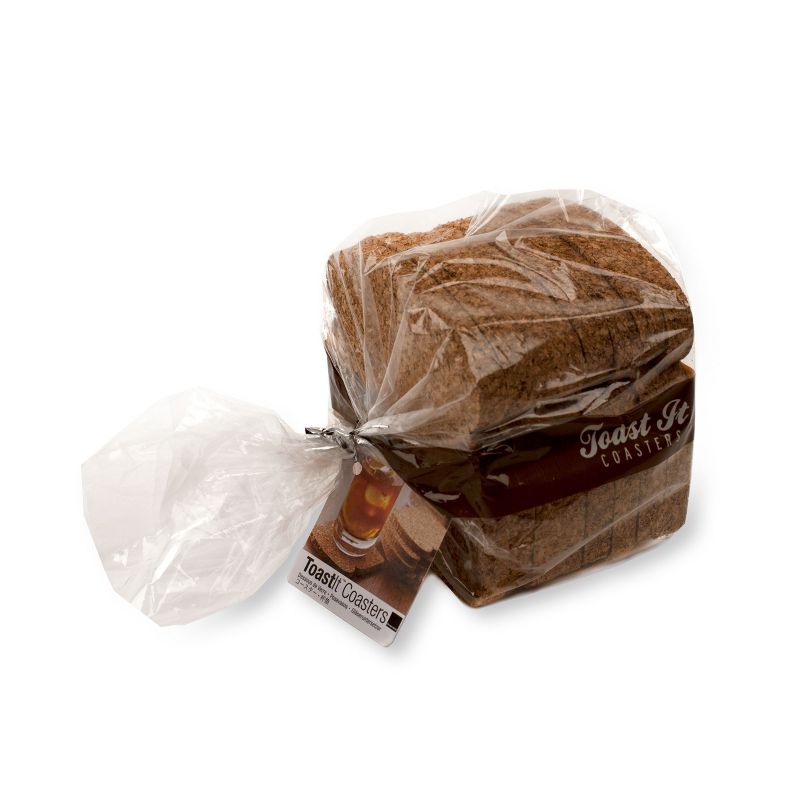 Design Ideas Toast Shaped Coasters - 8 Cork Drink Coasters - Cork, 4" x 4" x 0.5"