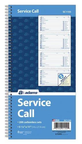 Adams Spiralbound Service Call Book