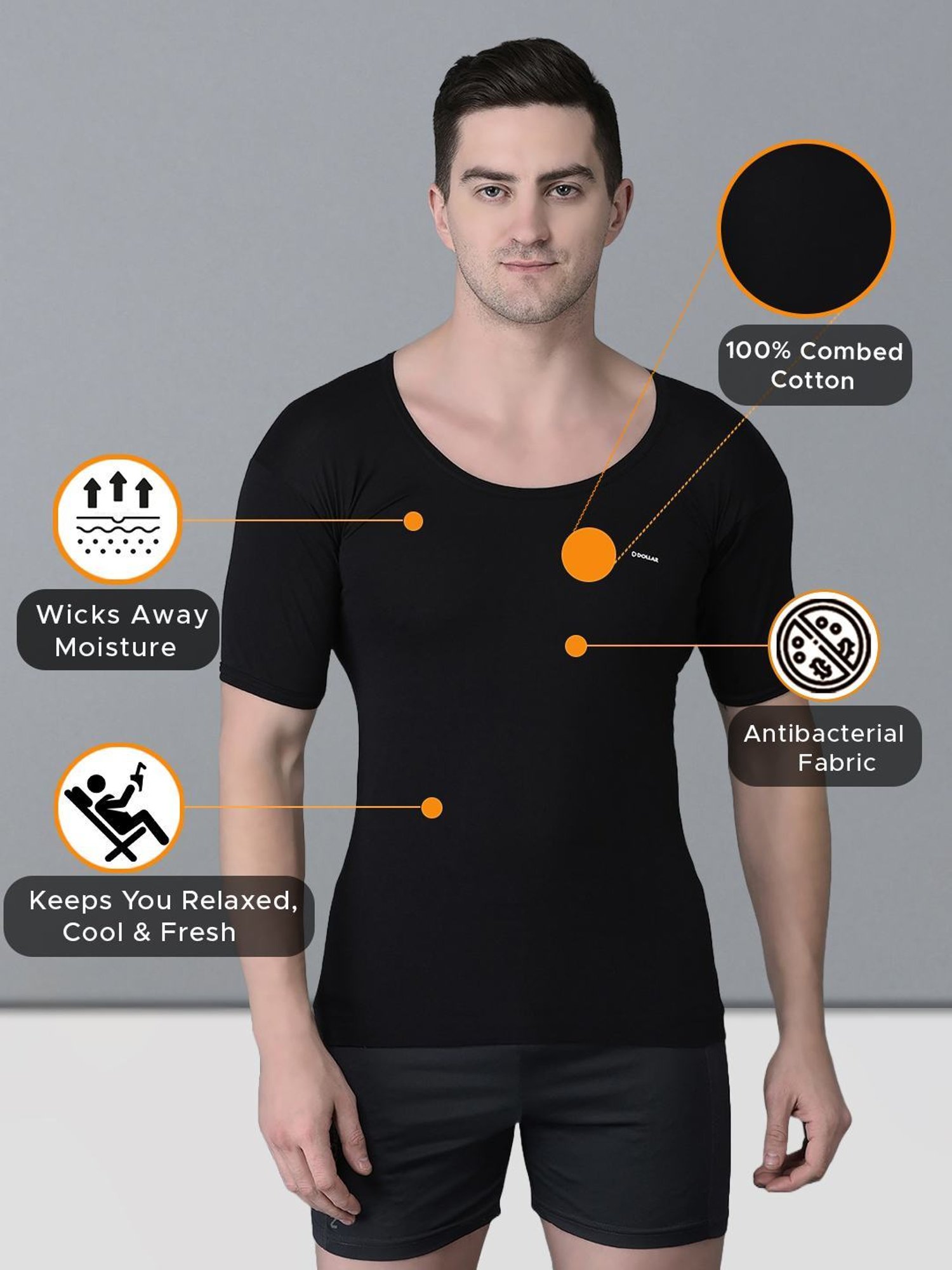 Dollar Bigboss Assorted Cotton Regular Fit Vest - Pack Of 7