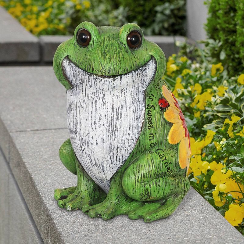 10.24" Resin Garden Frog Statue Green - Exhart