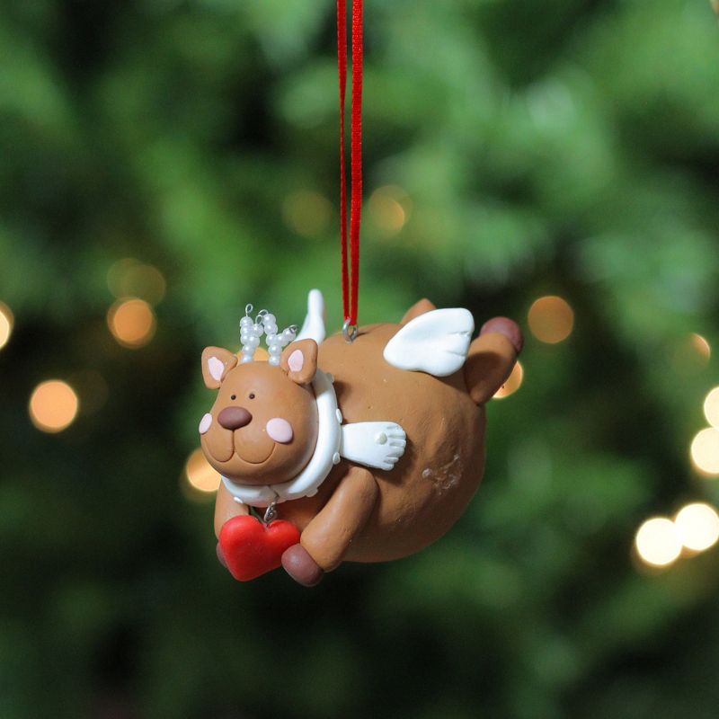 Roman 4" Whimsical Brown Reindeer Angel Christmas Ornament