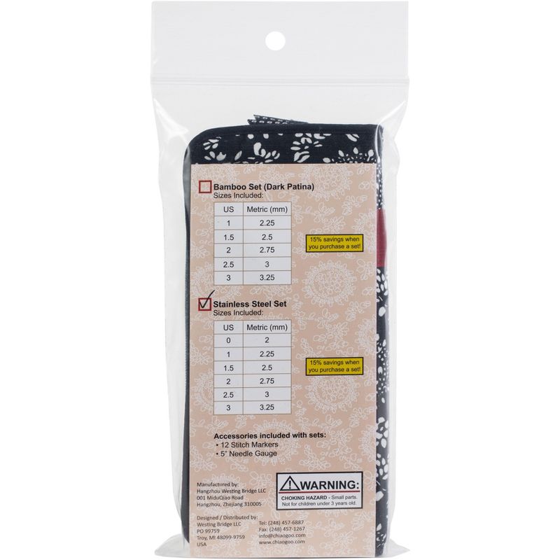 ChiaoGoo Double Point Stainless Steel Knitting Needle 6" Set-Red Ribbon