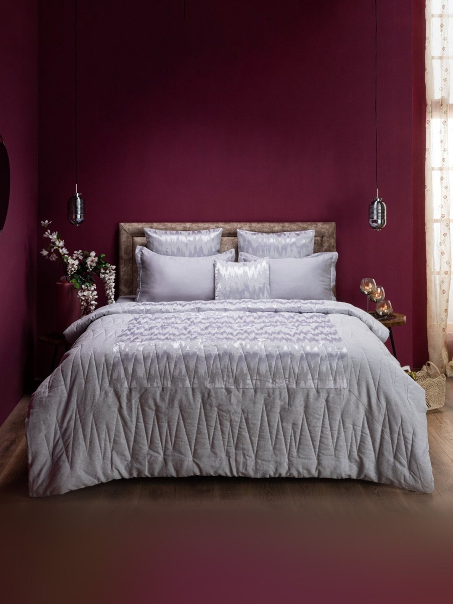 Spaces Self Grey 210 TC Cotton Bedding Set