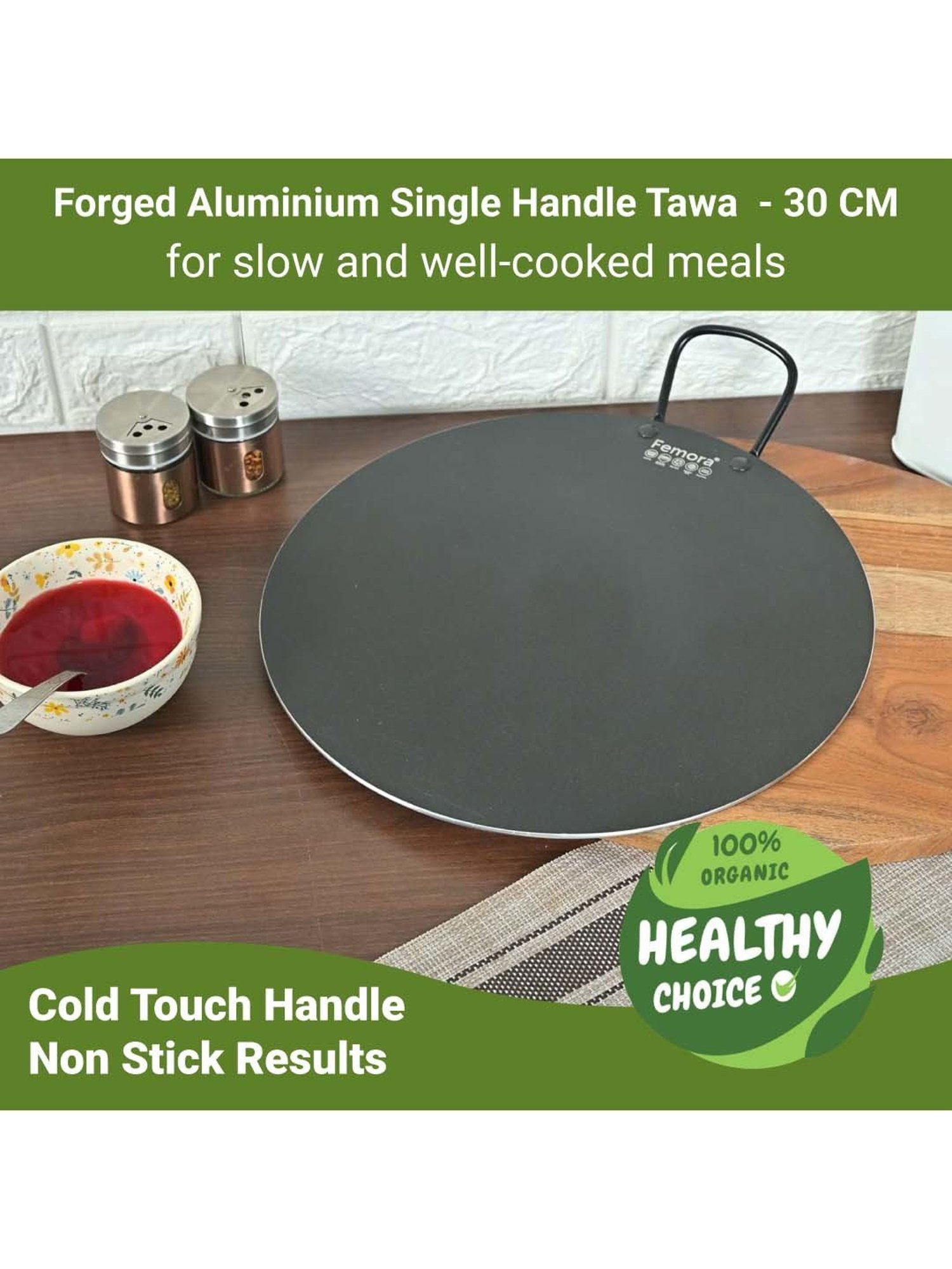 Nirlon Pure Grade Virgin Aluminium Non-stick Induction Base Flat Tawa - 26 cm Diameter