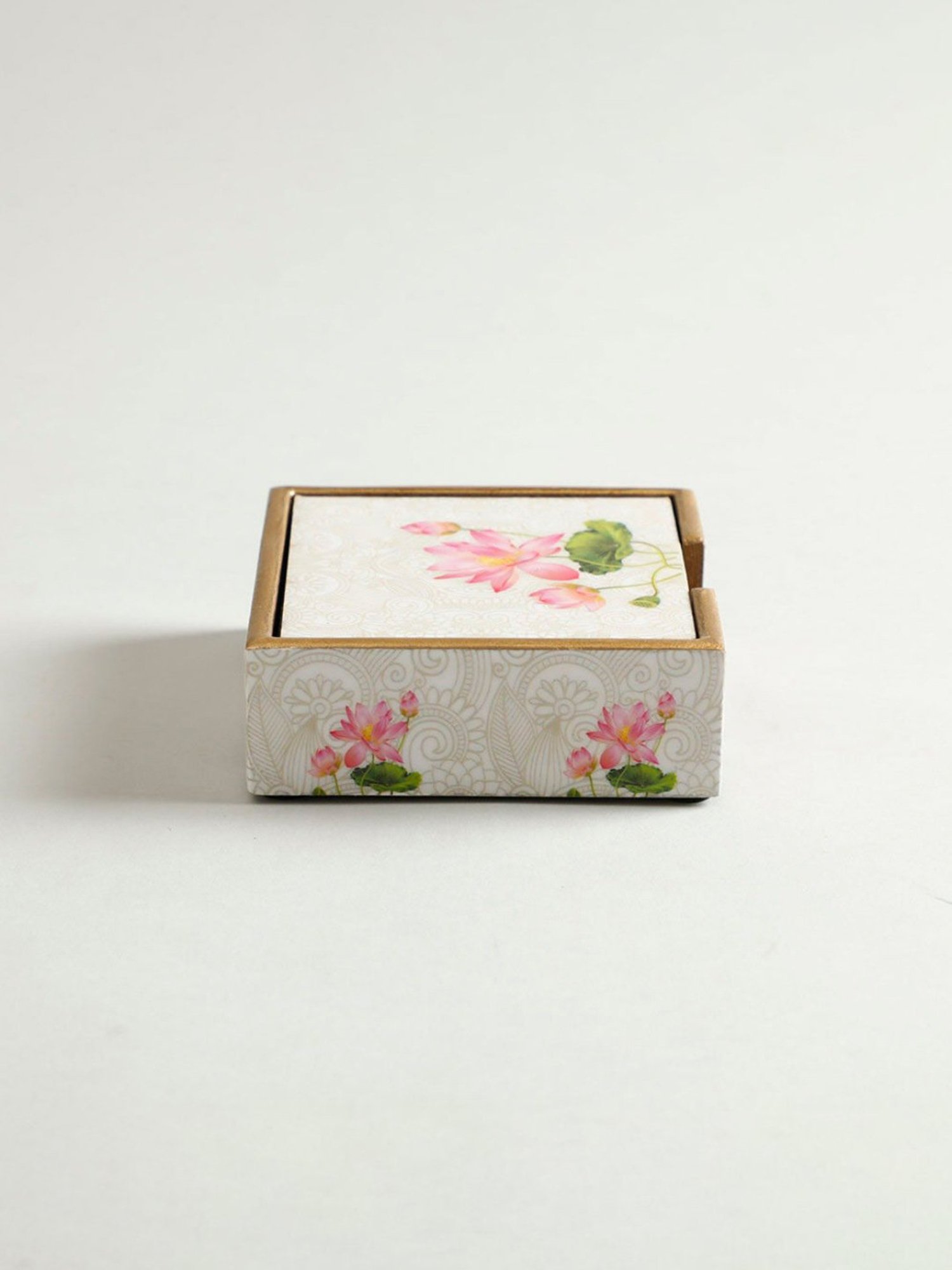 Karo Tapi Printed Multicolor Wood Coasters - Set of 6