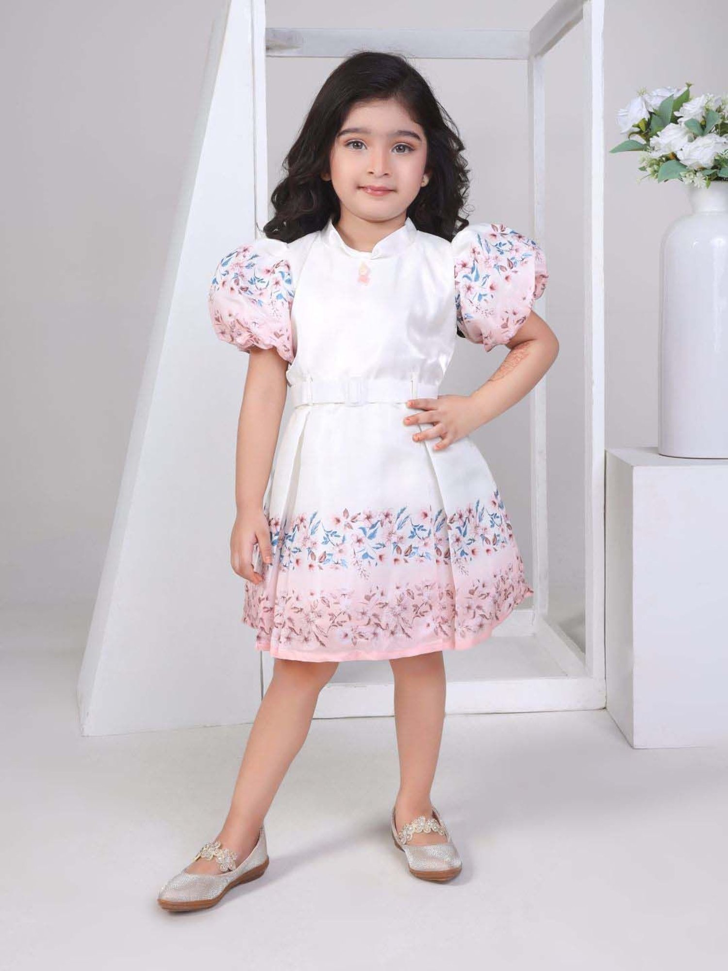 Peppermint Girls White Floral Dress