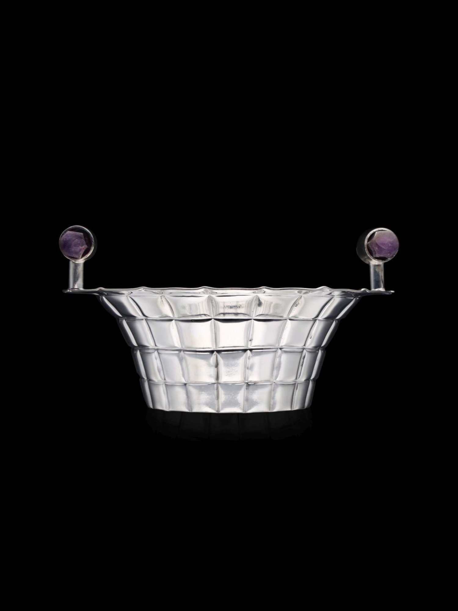 CKC Luxurious Silver Gemstone Bowl - Elegant Faceted Design - 136 gm