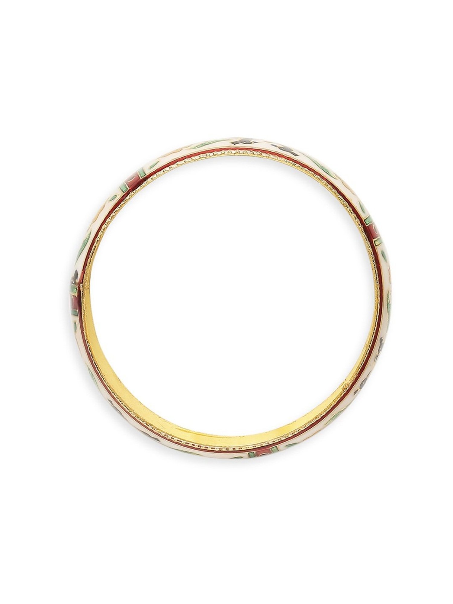 Oomph Jewellery White Meenakari Peacock Design Brass Bangles - Set of 2