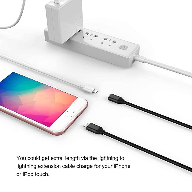 Extender Cable Connector Pass Audio Video Music Photo Data and Power Charge. 1PCS Male to Female Extension Cord Made of All Black PVC &Aluminum. (6.6 Feet / 2M)