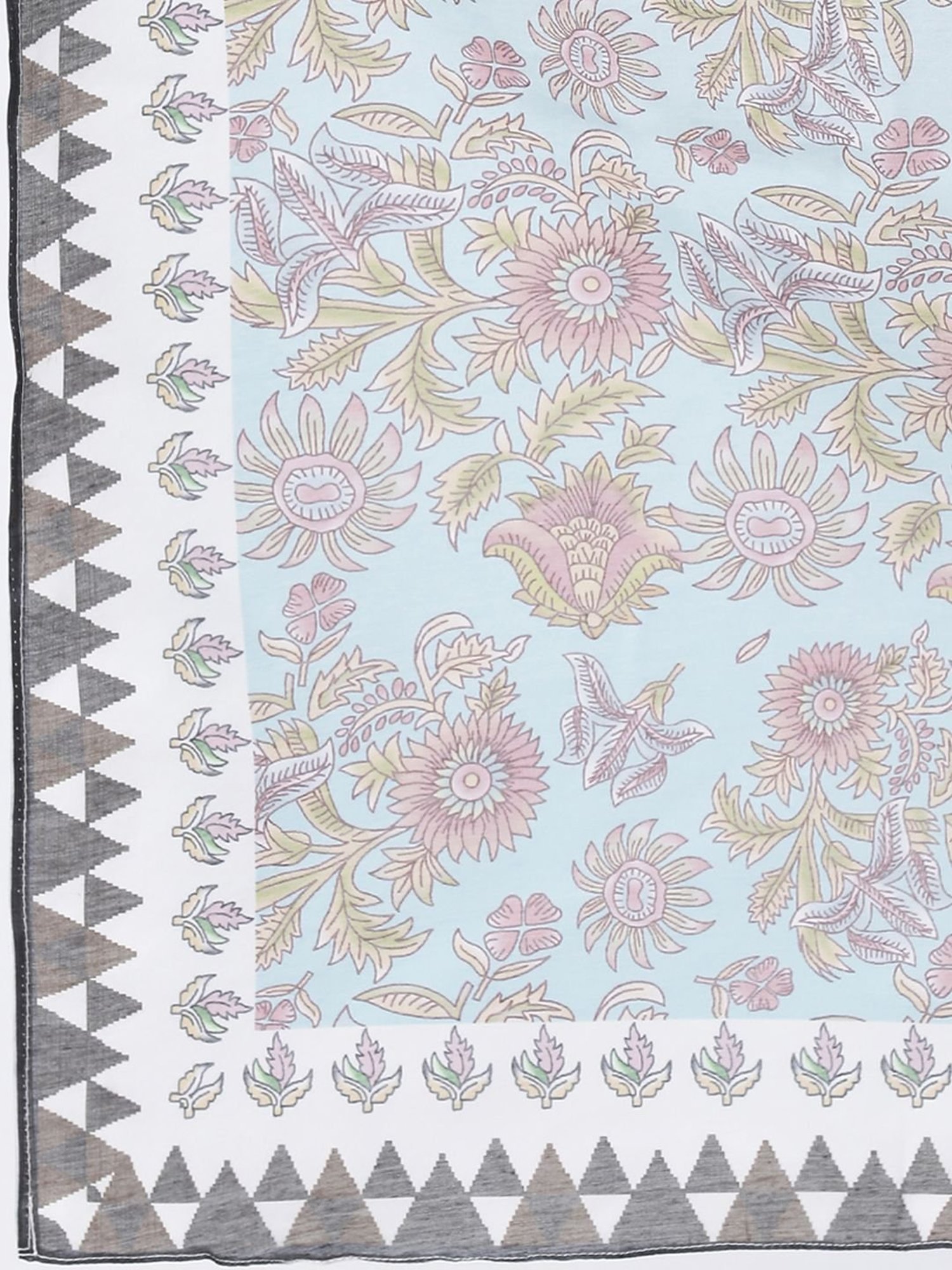 Hangup Cream & Blue Printed Dupatta