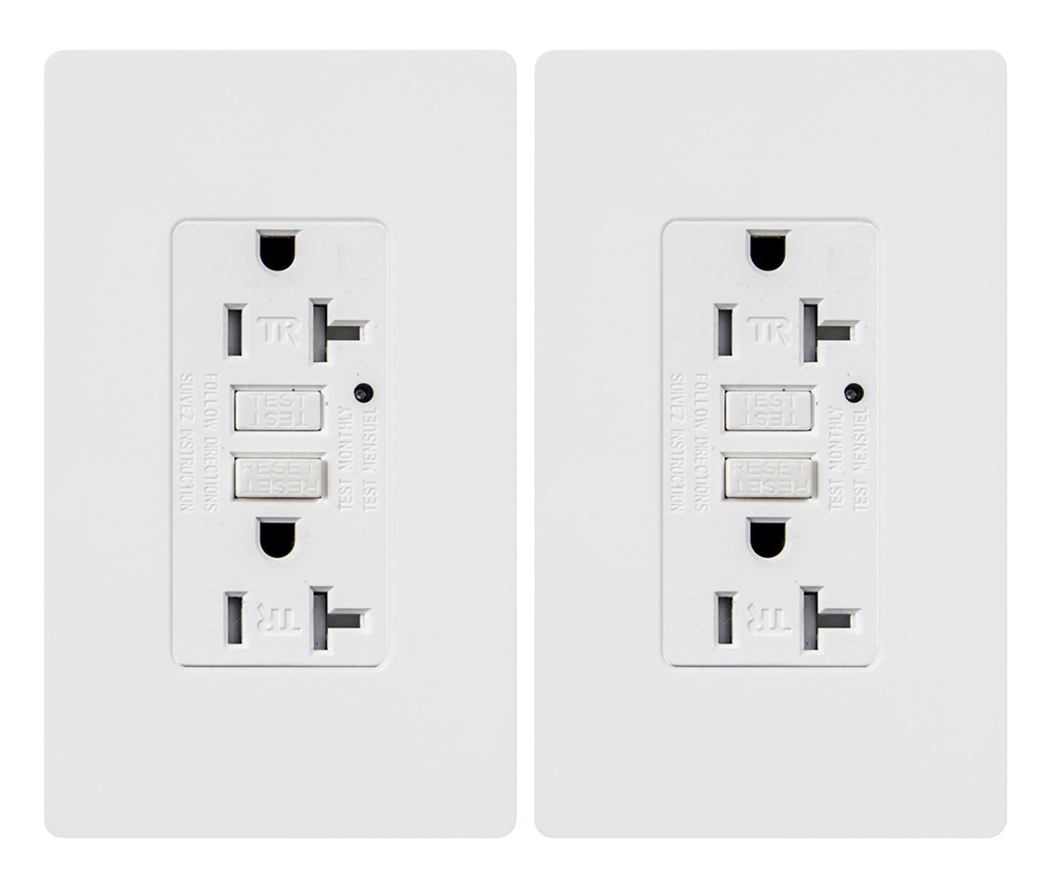 GFCI Outlet Tamper Resistant Receptacle with LED Indicator, 20 Amp 125 Volt Wallplate and Screws Included ETL listed MICMI (20A GFCI 2pack)