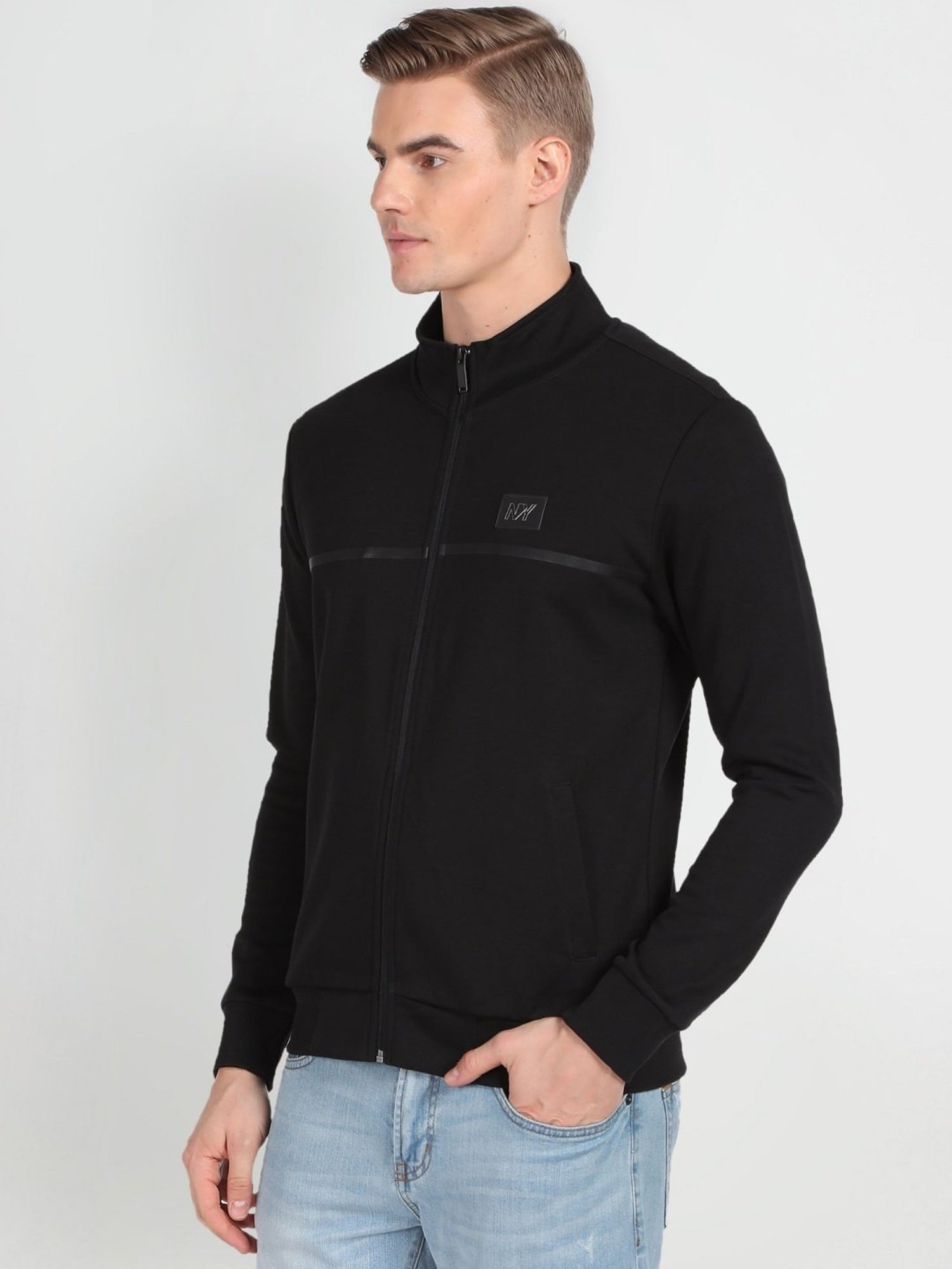 Arrow Newyork Black Cotton Regular Fit Sweatshirt