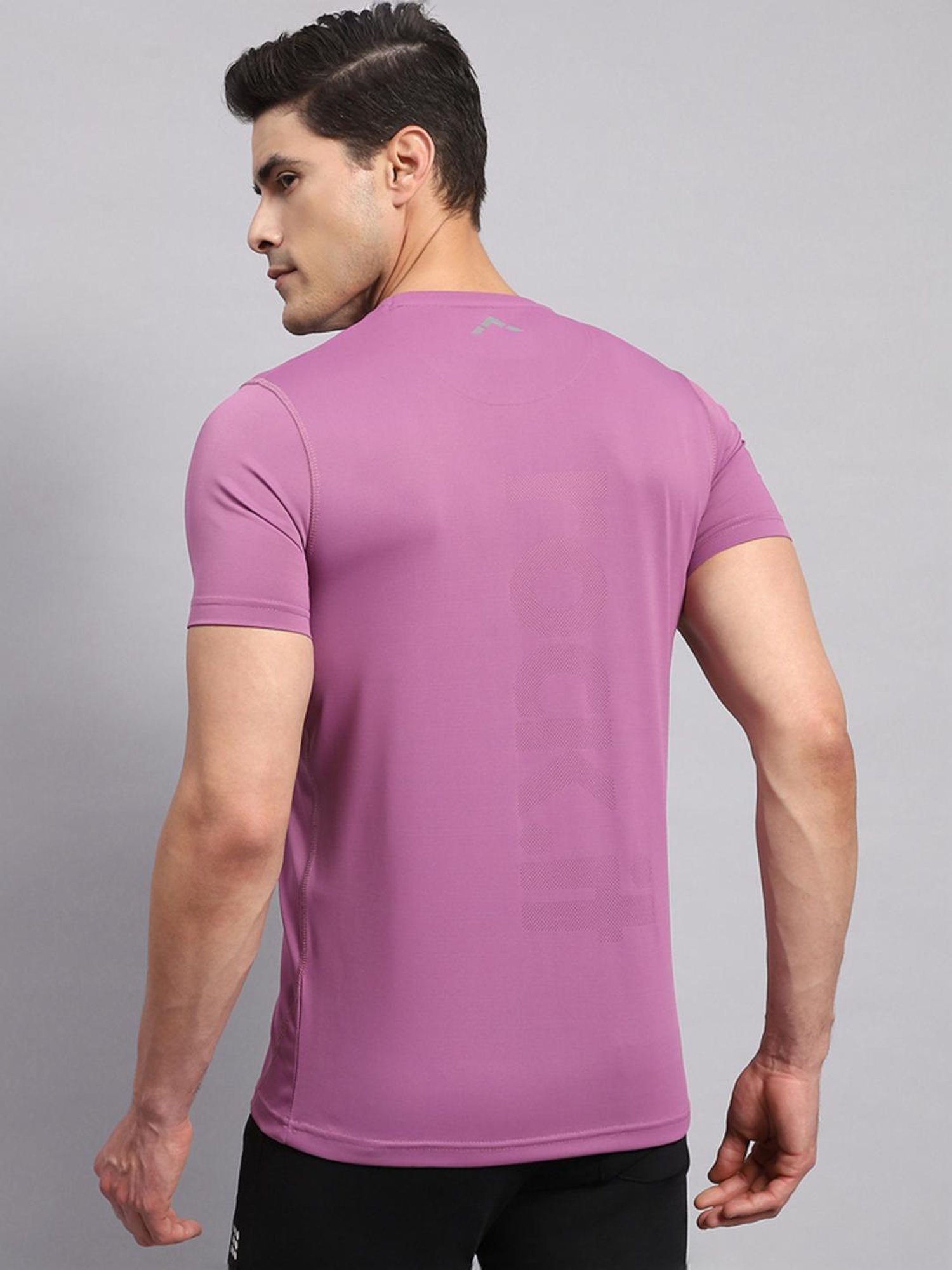 Rock.it Mauve Cotton Regular Fit Self Pattern T-Shirt