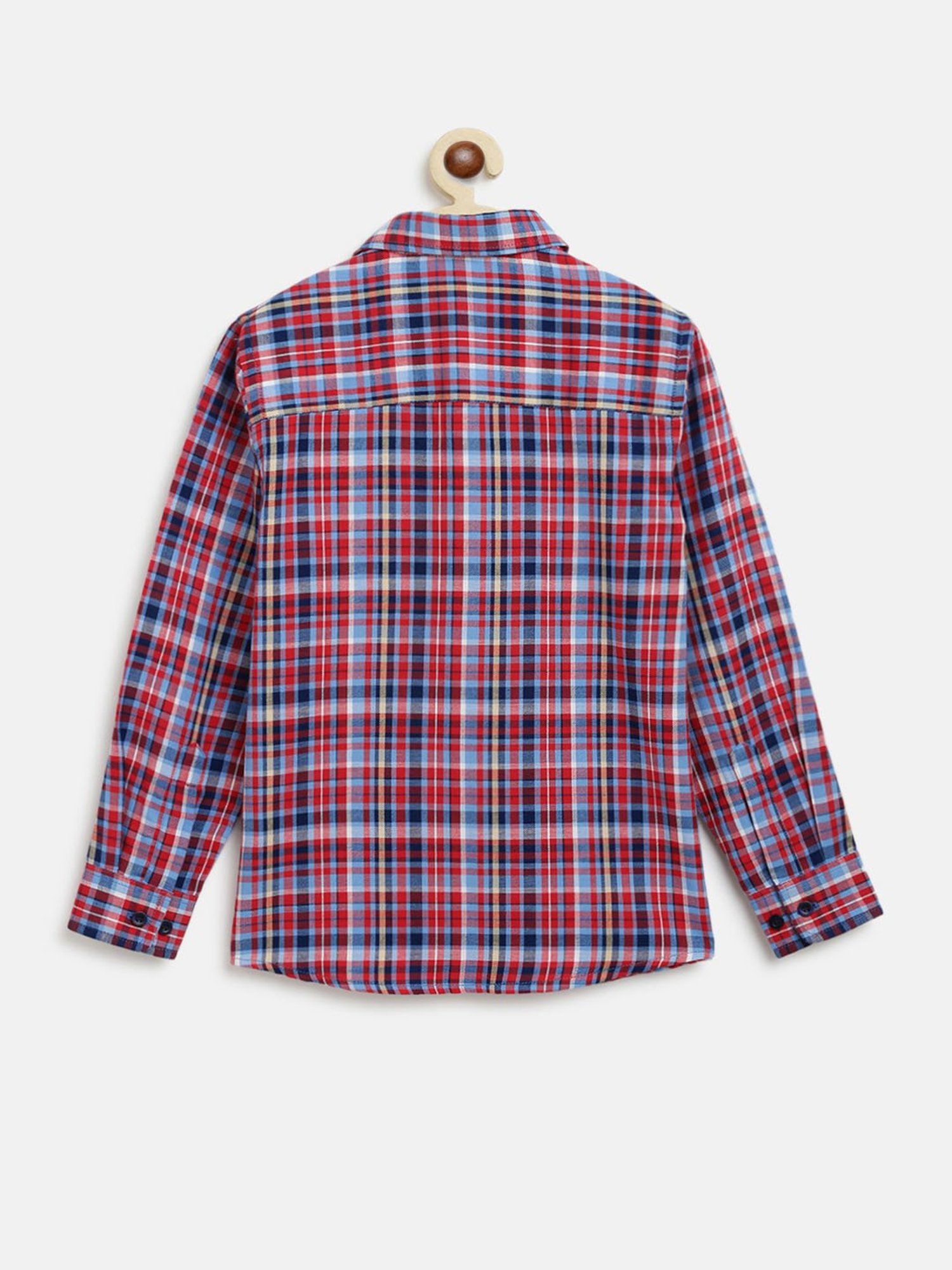 Campana Kids Red & Blue Checks Full Sleeves Shirt