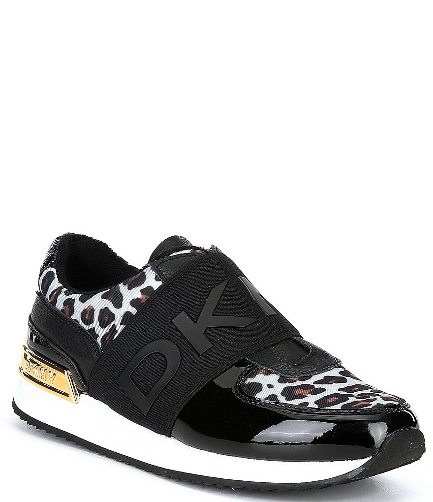DKNY Marli Leopard Print Logo Strap Slip-On Sneakers