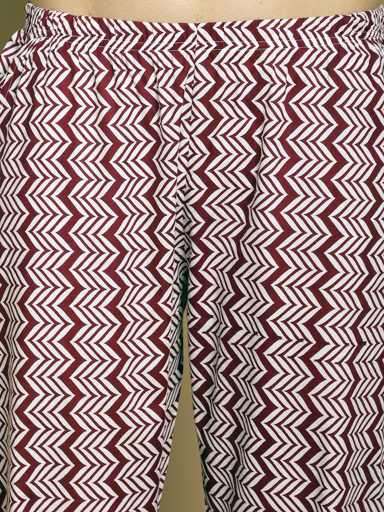 Kanvin Maroon Cotton Printed Tunic Pyjamas Set