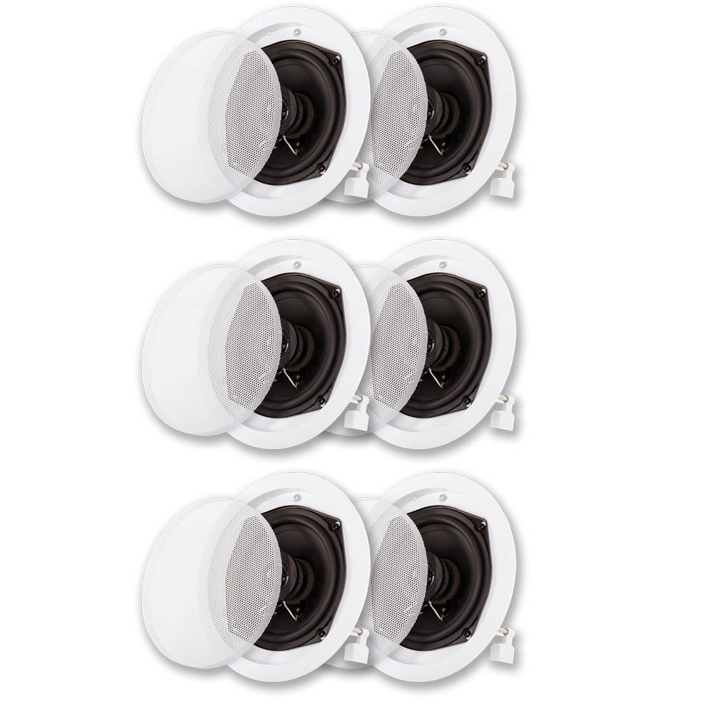 Acoustic Audio R191 In Ceiling / In Wall Speaker 3 Pair Pack 2 Way Home Theater Flush Mount