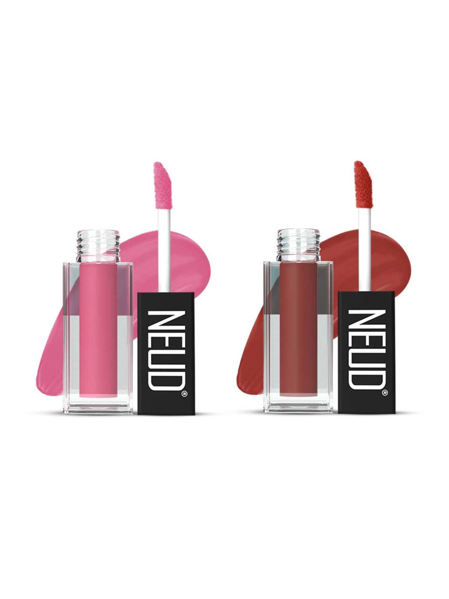 Neud Matte Liquid Lipstick Combo Supple Candy & Jolly Coral with Two Lip Gloss Free