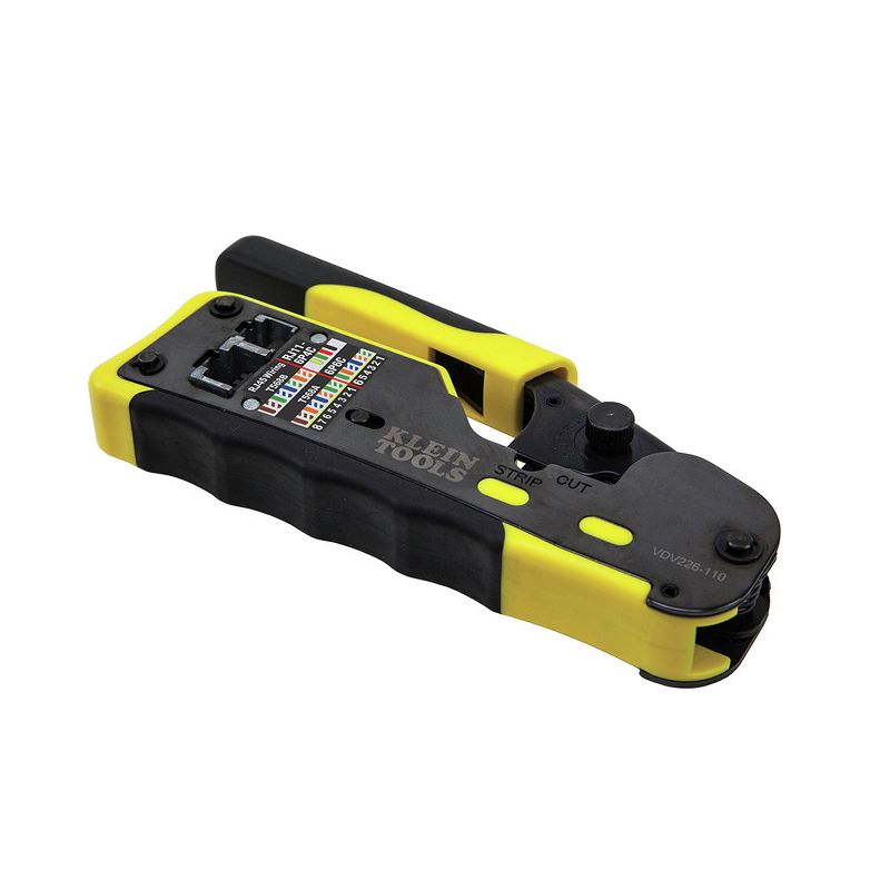 Klein Tools VDV226-110 Ratcheting Cable Crimper/Stripper/Cutter for Pass-Thru Connectors