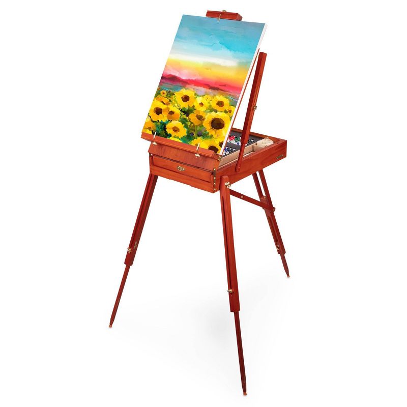 Craftabelle &ndash; Arts Easel and Canvas &ndash; 34pc Set with Paint Supplies &ndash; Wooden Italian Easel (CF2441Z)