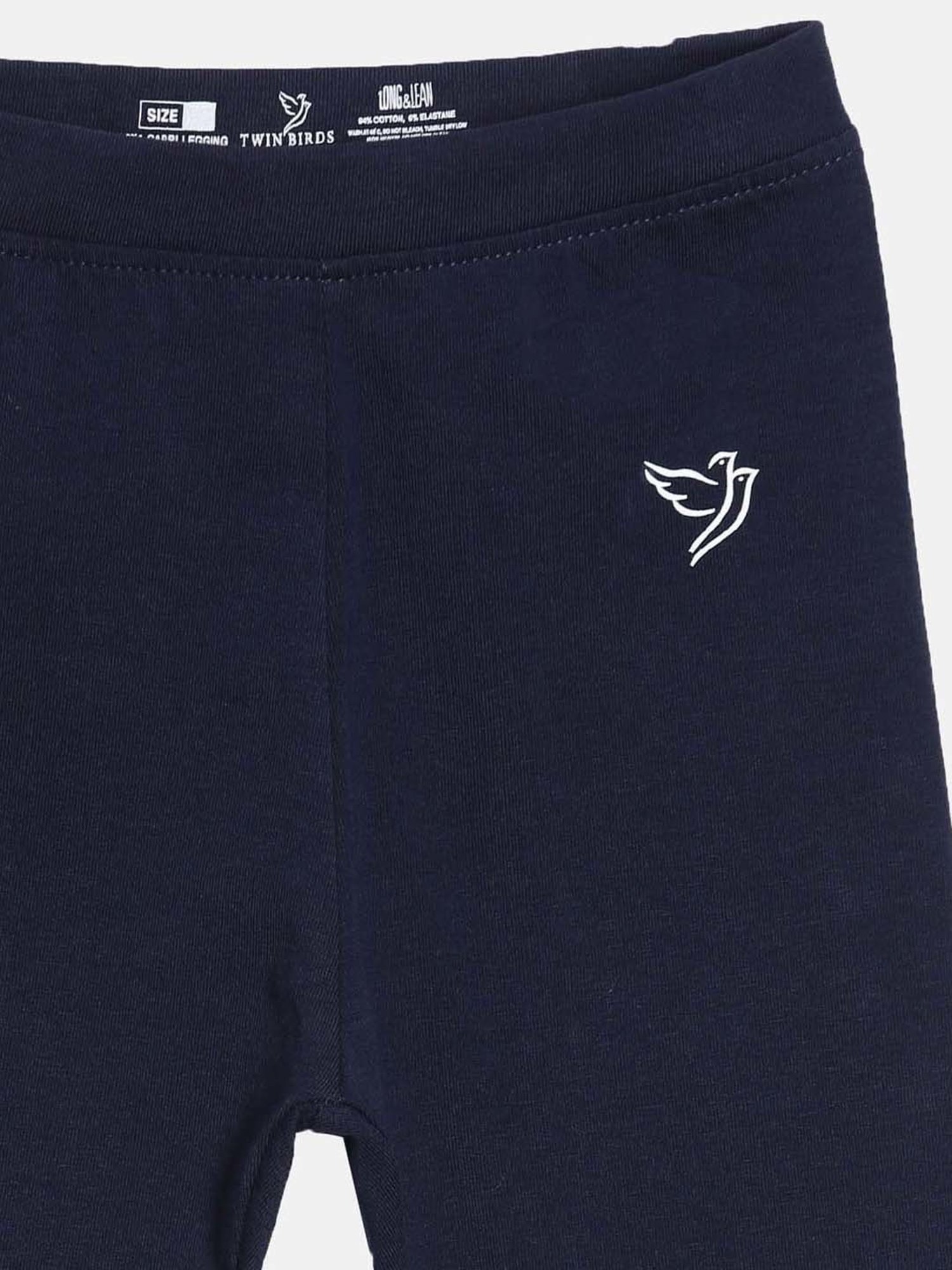 TWIN BIRDS Kids Black & Navy Cotton Regular Fit Leggings (Pack of 2)