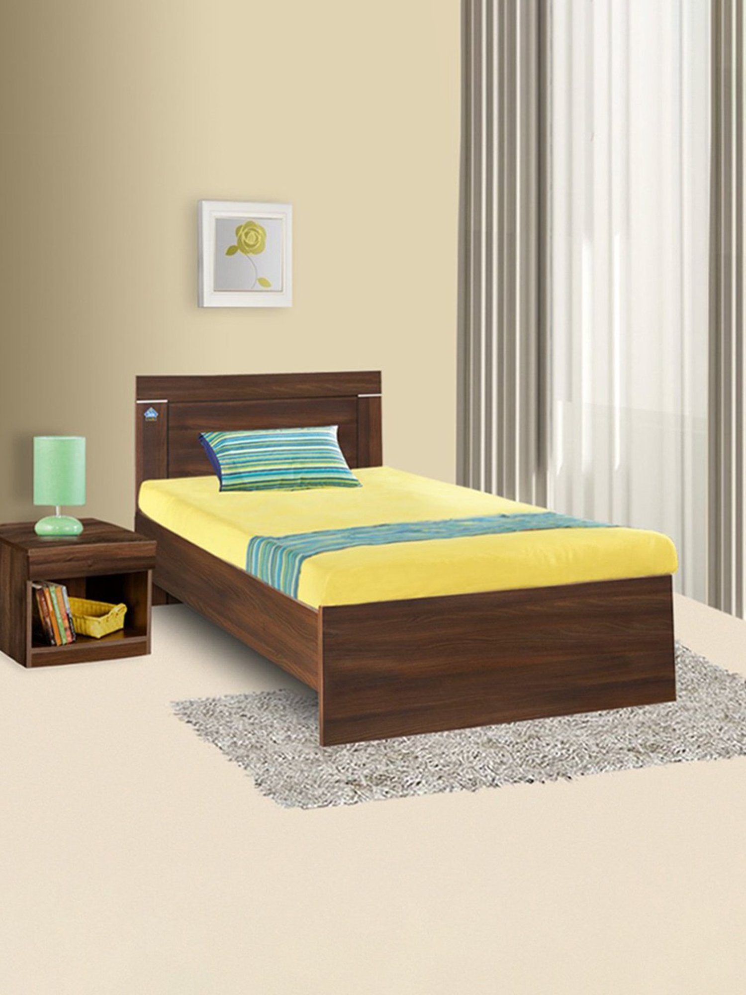 Delite Kom Treasure Acacia Dark Engineered Wood Single Bed
