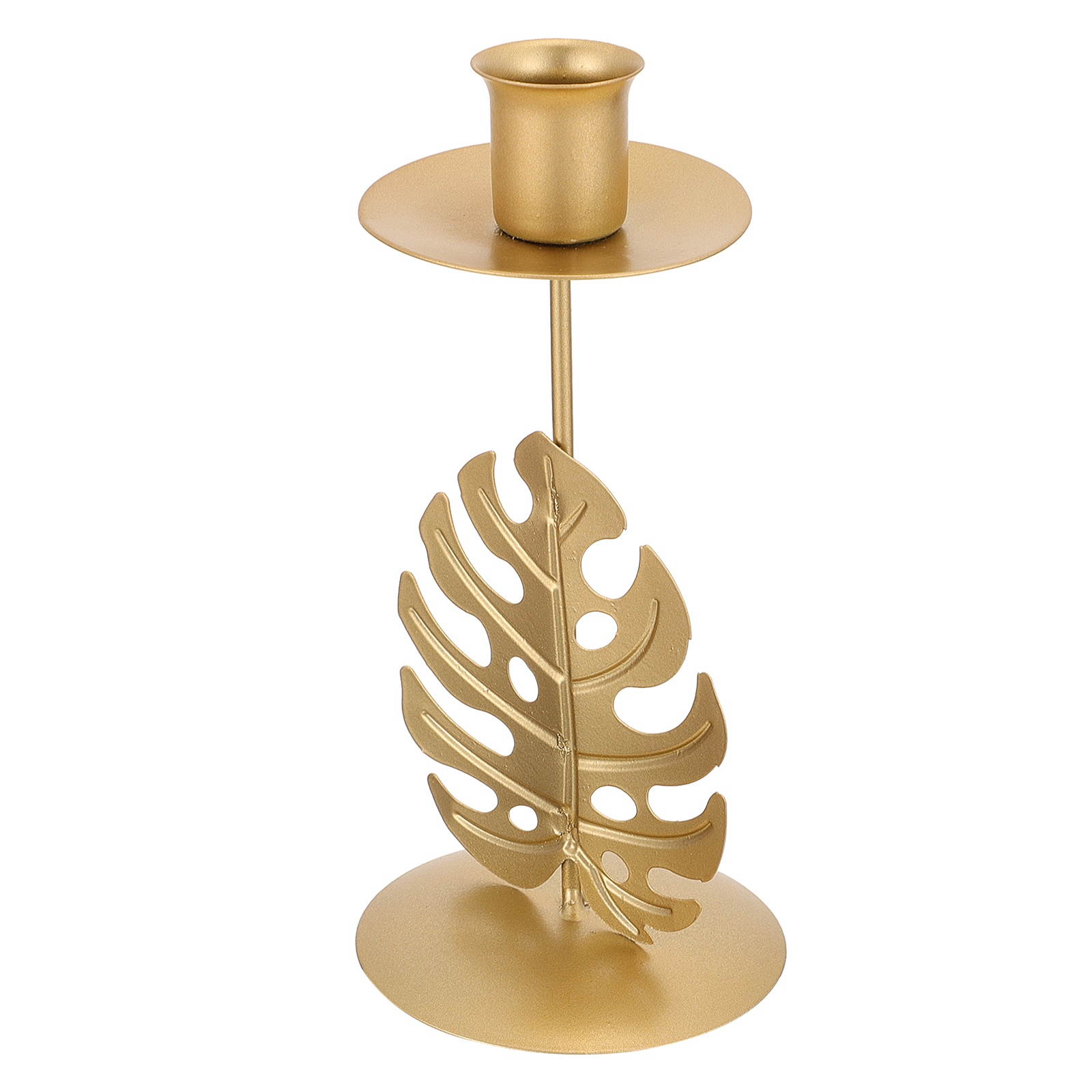 1Pc Hollowed Candle Stand Ironwork Candleholder Leaf Shaped Candleholder Romantic Candlestick for Decor Home