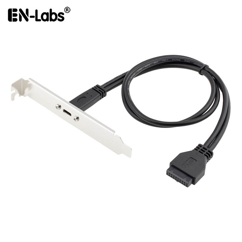 EnLabs PCIUSB20P2CF50CM 1.64FT Motherboard USB 20pin to USB 3.1 Type-C Female Adapter w/ PCI Slot Cover Bracket,w/ 5Gbps Data Transfer Speed - Black