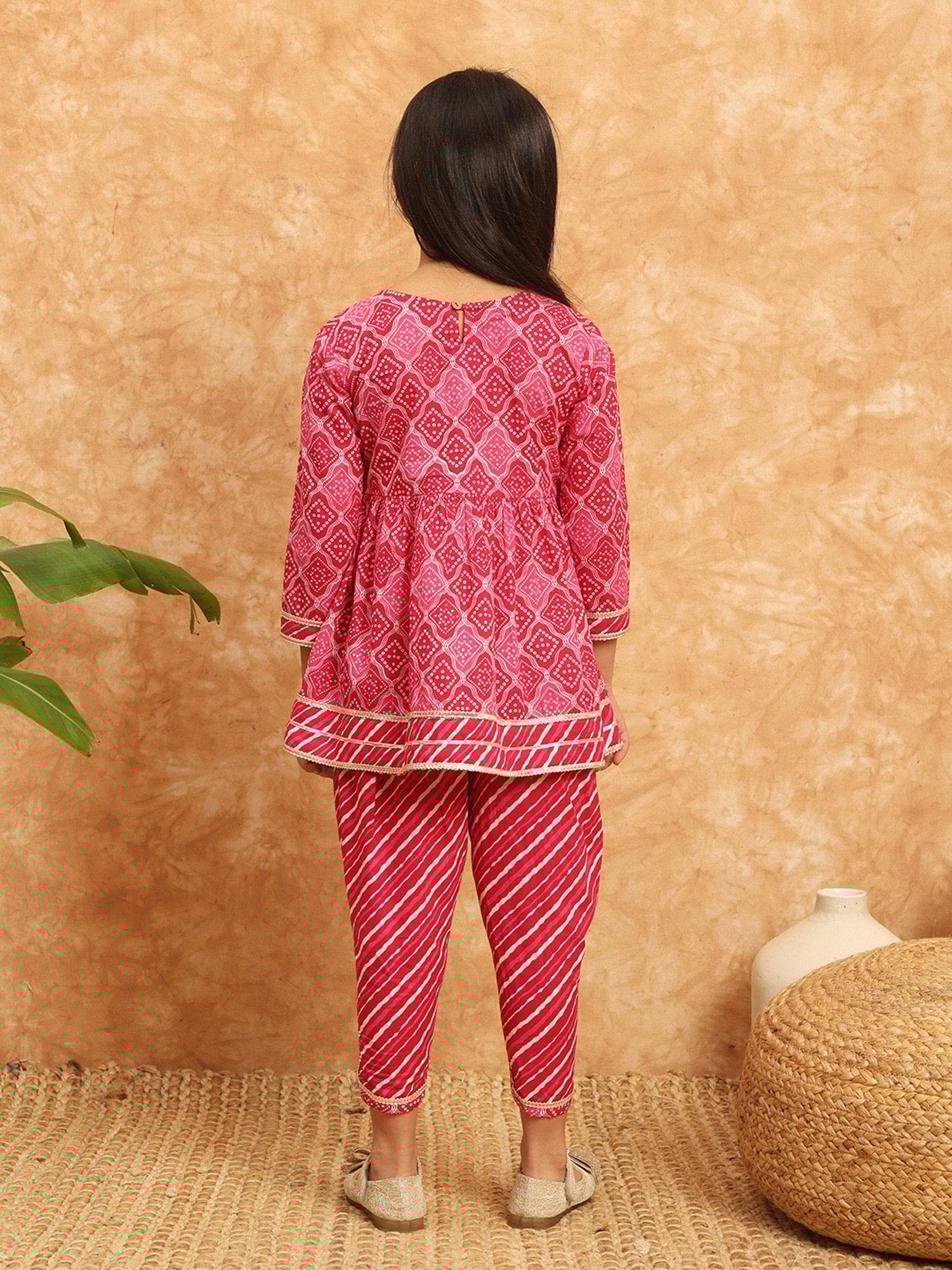 READIPRINT FASHIONS Kids Pink Printed Kurti with Dhoti Pants