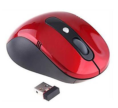 Wireless Optical Mouse + 2.4GHz USB Receiver (Red)