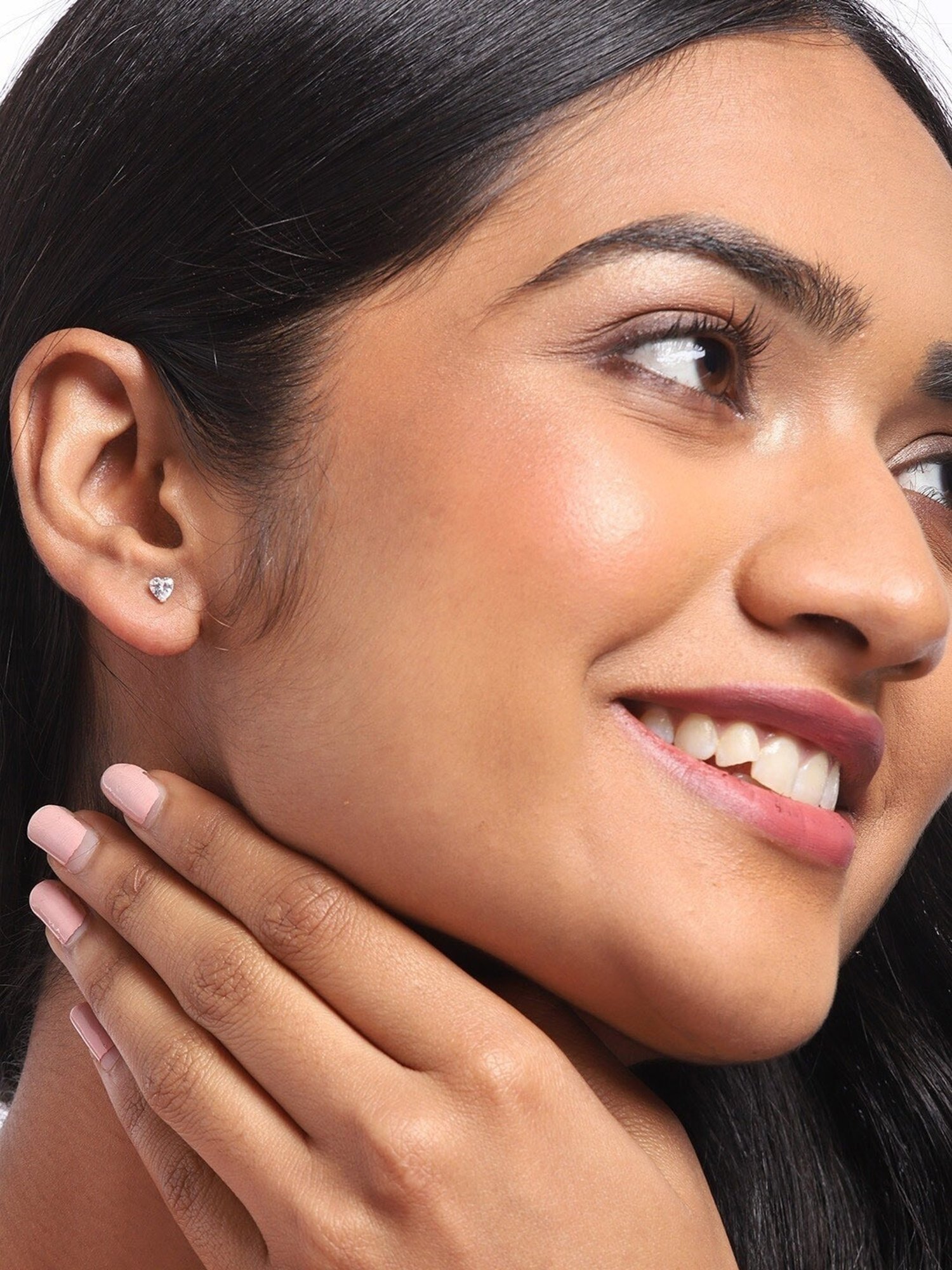 Zavya 92.5 Sterling Silver Starry Heartbeat Stud Earrings for Women - Set of 2