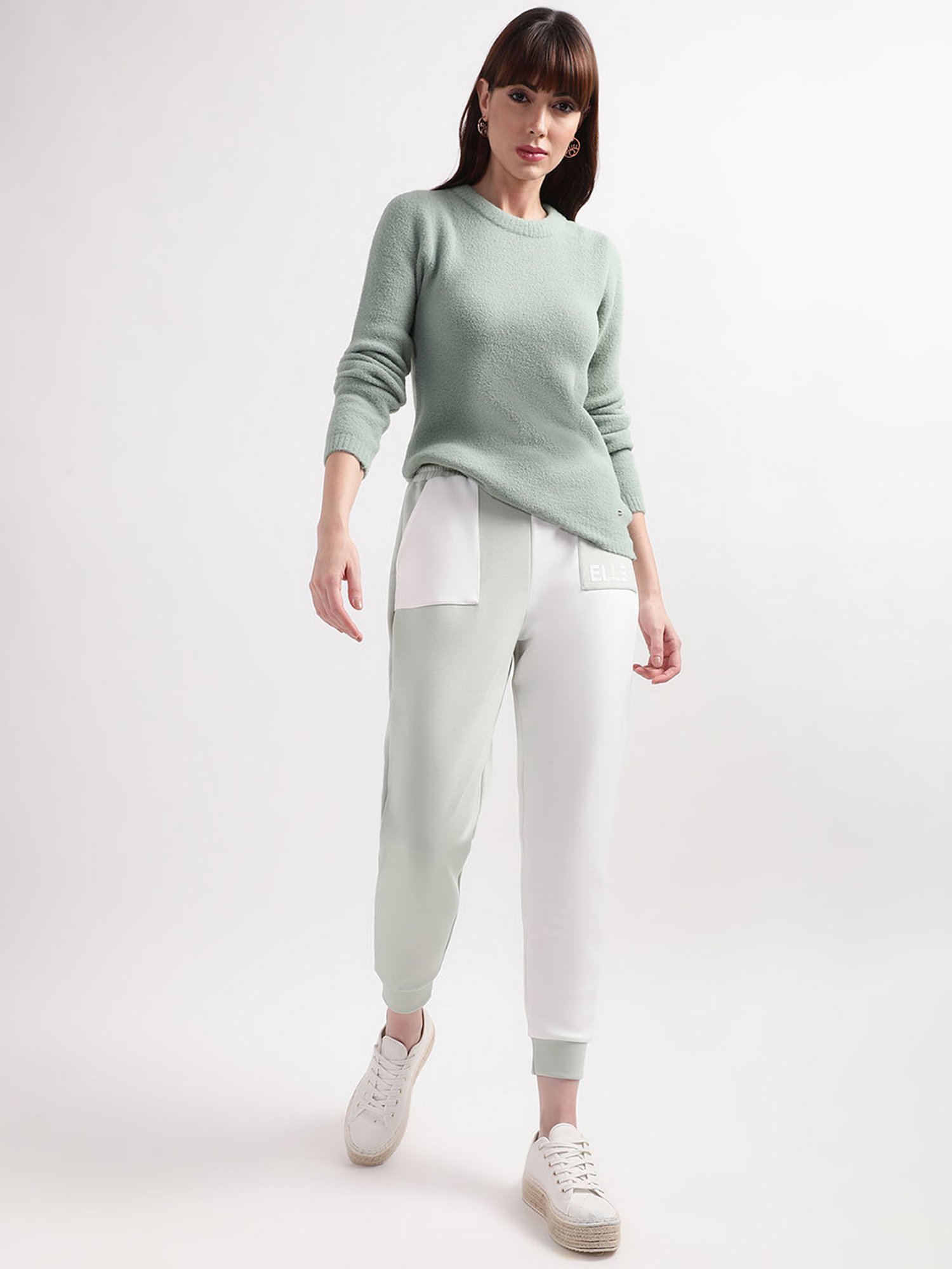 Elle Green Regular Fit Sweater