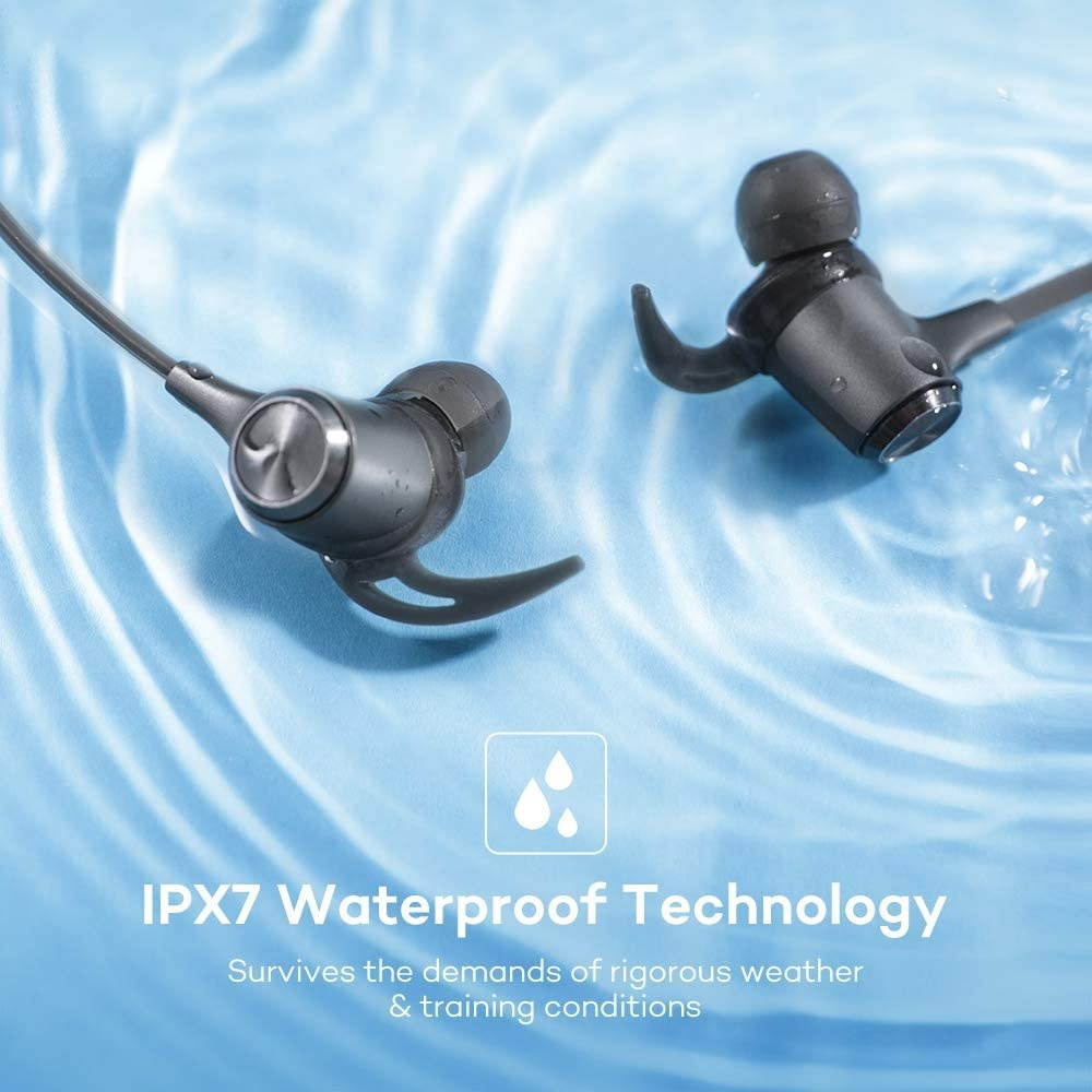 Bluetooth Headphones 16 Hours Playtime IPX7 Waterproof Bluetooth V5.0 Wireless Headphones Sports Earbuds for Running with Magnetic Connection Built-in Mic