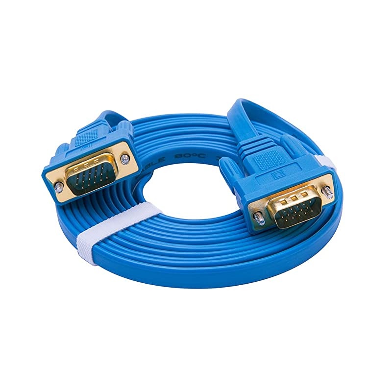 3m Ultra Slim Flat Computer Monitor VGA Cable 10 Feet 15 Pin Male to Male Connector Wire Blue