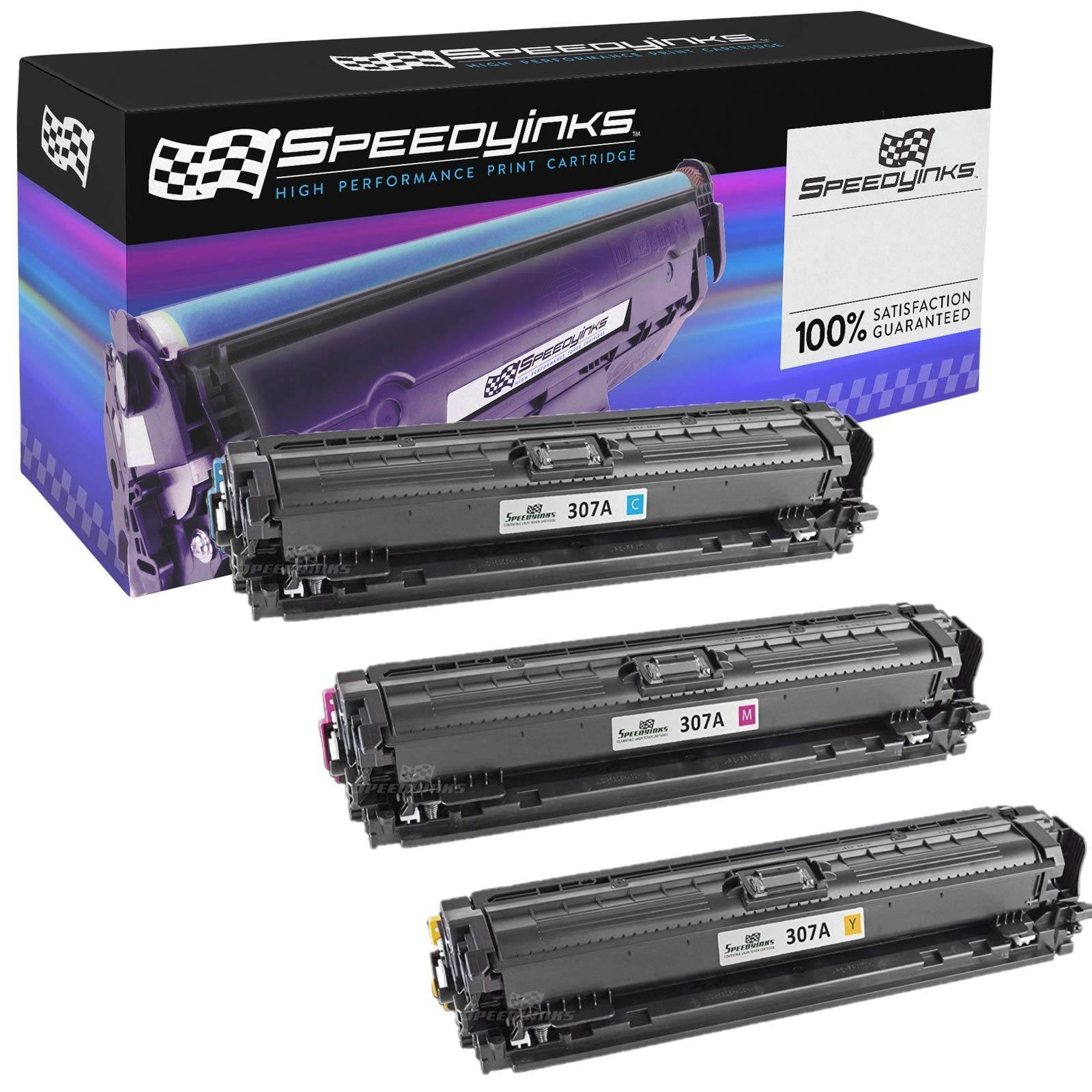 Speedy Inks Compatible Toner Cartridge Replacement for HP 307A (1 Cyan, 1 Magenta, 1 Yellow, 3-Pack)