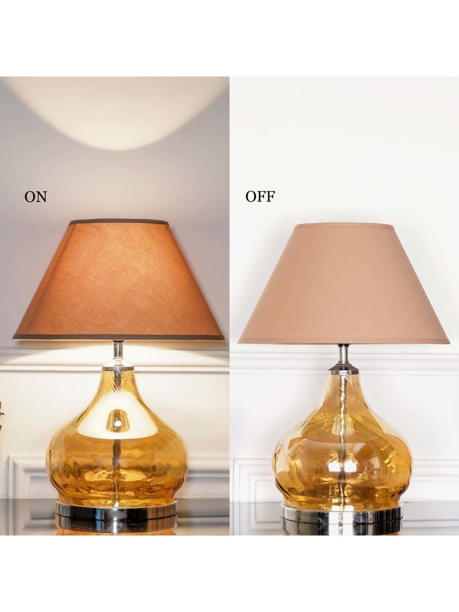 Kapoor Lamp Shades Amber & Nickel Glass Ingram Table Lamp With Cotton Shade