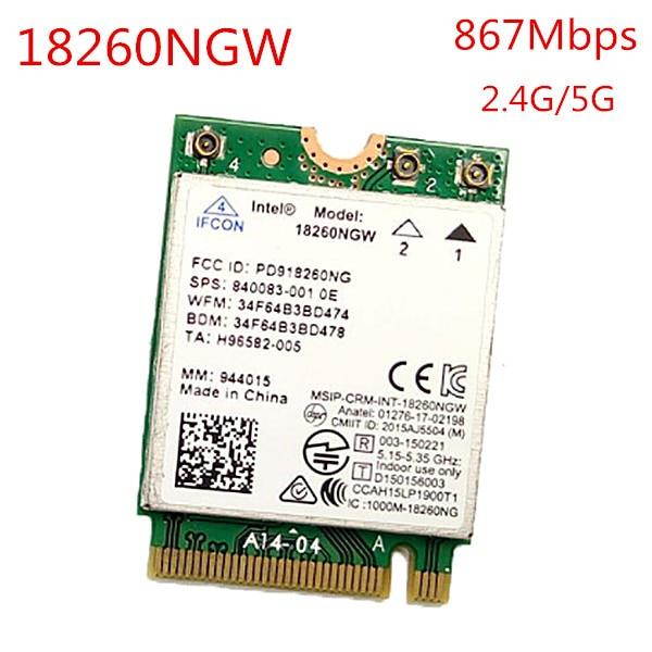 Laptop Wlan Network For Intel 18260NGW Tri Band Wireless-AC 18260 NGFF 802.11ac 867Mbps Wifi+Bluetooth Wlan BT 4.1 M.2 Card