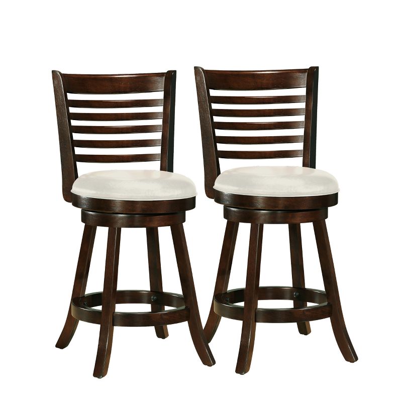 Set of 2 Counter Height Barstools Dark Cappuccino White - CorLiving