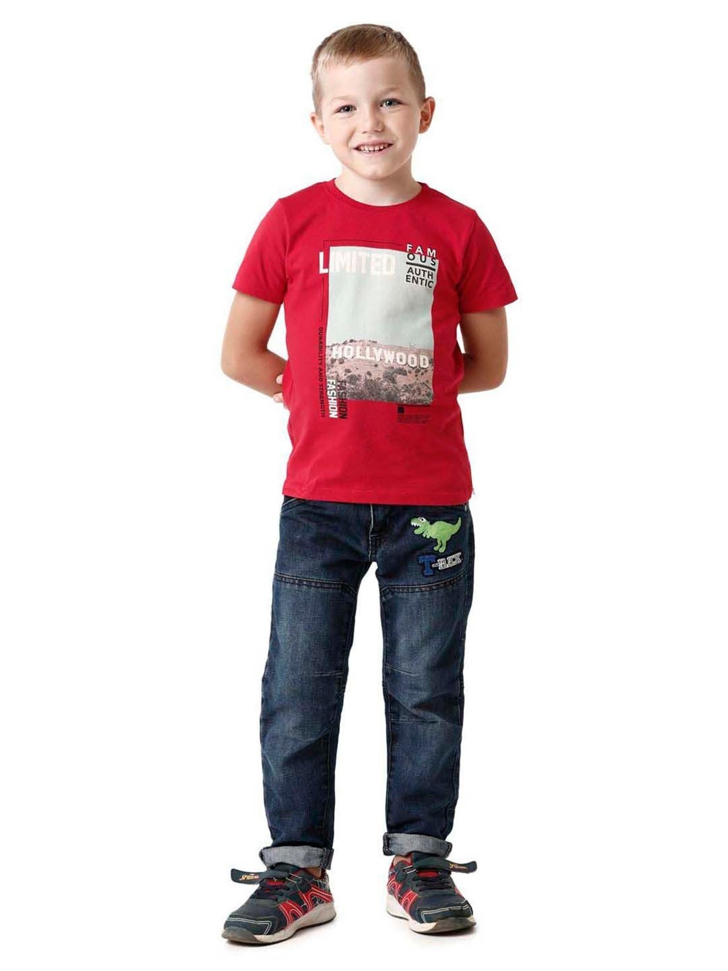 Kate & Oscar Boys Red Cotton Printed T-Shirt