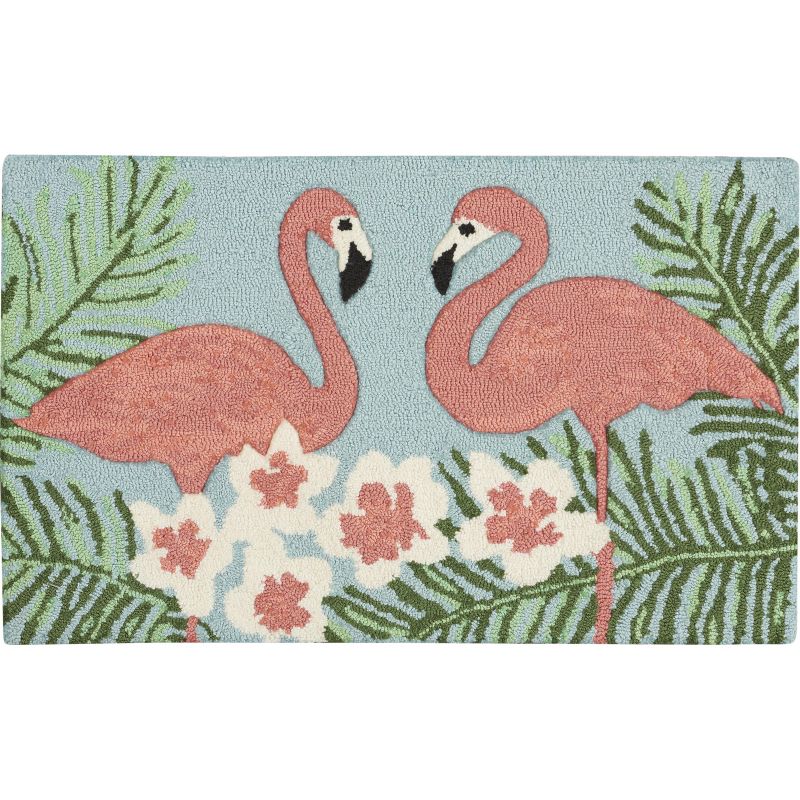 Nourison Home Trends 3671D Flamingo Indoor Mat - Light Blue 1'6"X2'6"