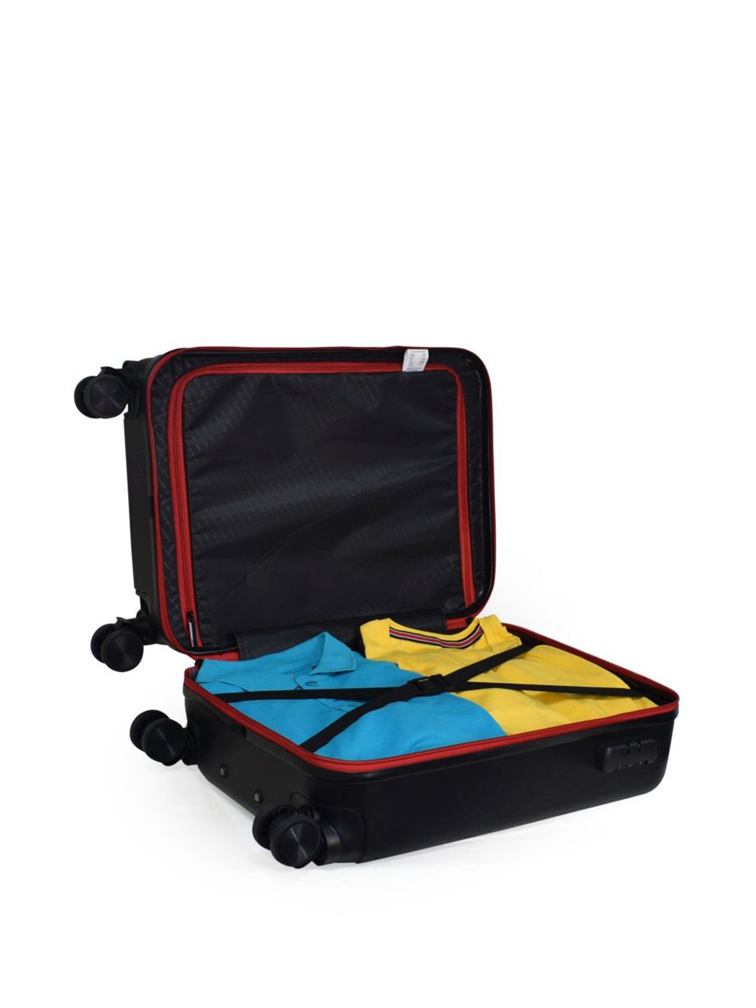 Swiss Military Black Striped Hard Medium Trolley Bag - 20 cm