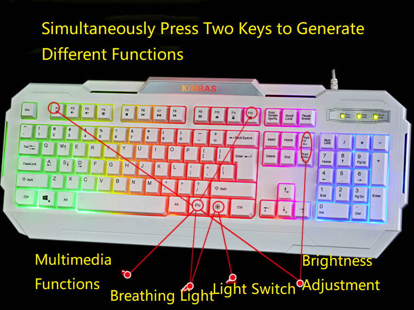 CORN VP-X9  19 Non-Conflicting Keys, Ergonomic Design, Mechanical Feeling  Cool Exterior Breathing Backlit Waterproof USB Wired Silent Typing Keyboard For Office And Game - Black